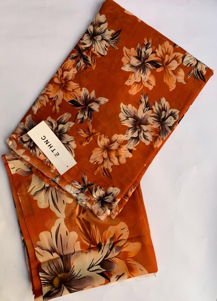 ETHNC Terracotta Floral Unstitched Printed Lawn Suit - Image 1