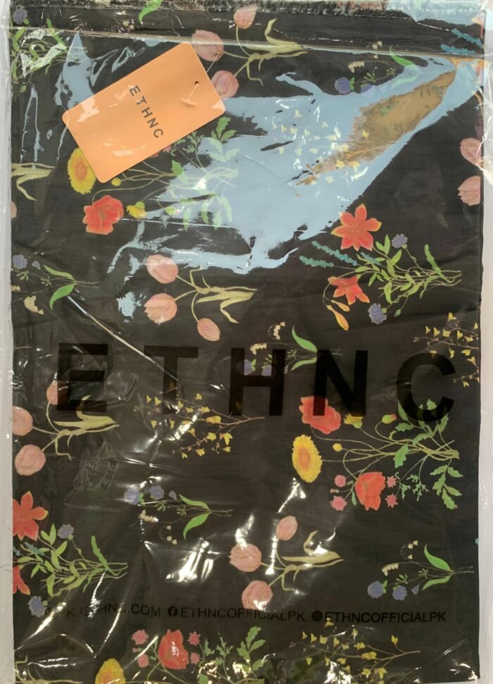 ETHNC Black Floral Unstitched Printed Lawn Suit - Image 2