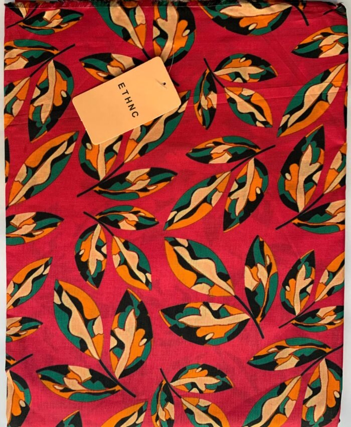 ETHNC Red Leaves Unstitched Printed Lawn Suit - Image 1