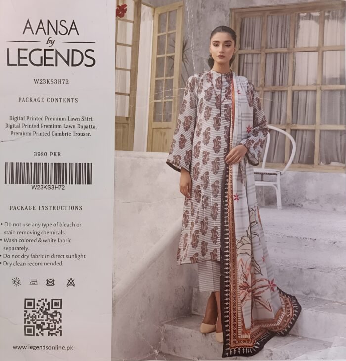 Aansa by Legends – Deep Purple & Rust Premium Lawn 3-Piece Suit - Image 1