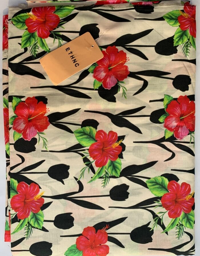 ETHNC White Floral Unstitched Printed Lawn Suit - Image 1