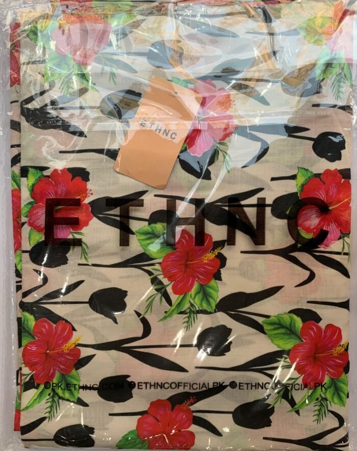 ETHNC White Floral Unstitched Printed Lawn Suit - Image 2