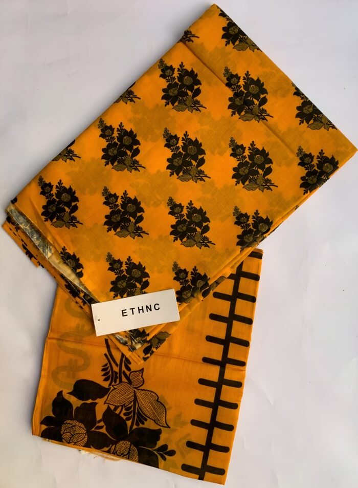 ETHNC Marigold Noir Unstitched Printed Lawn Suit - Image 1