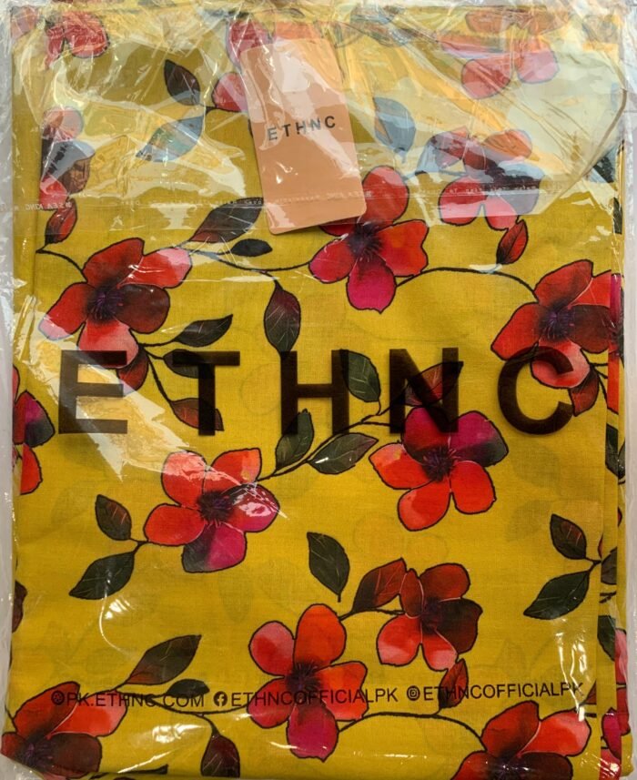 ETHNC Yellow Floral Unstitched Printed Lawn Suit - Image 2