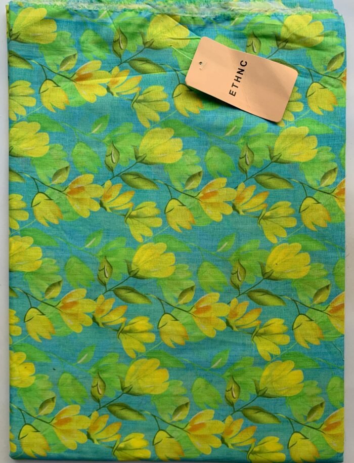 ETHNC Green Floral Unstitched Printed Lawn Suit - Image 1