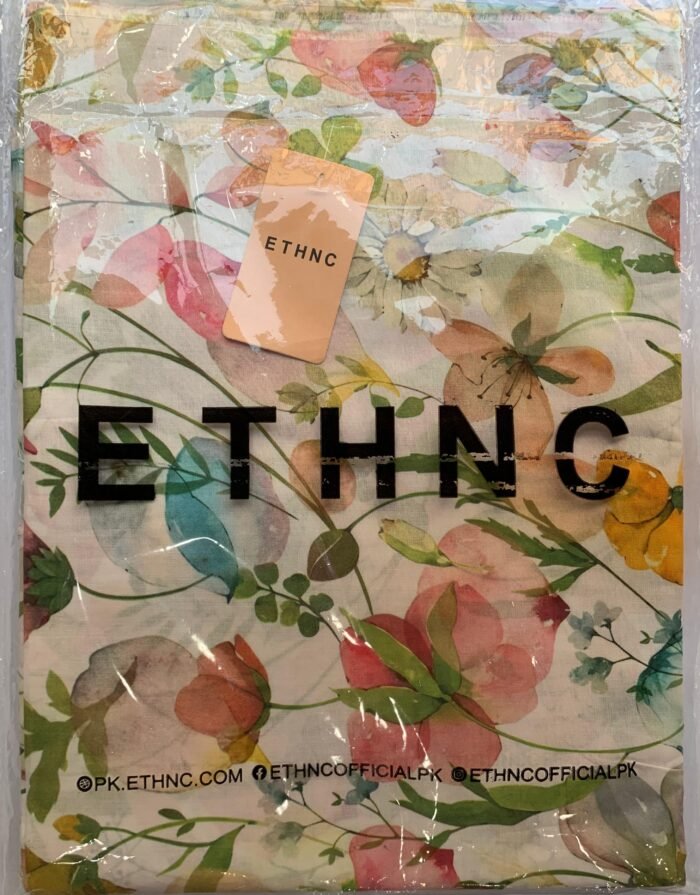 ETHNC White Floral Unstitched Printed Lawn Suit - Image 2