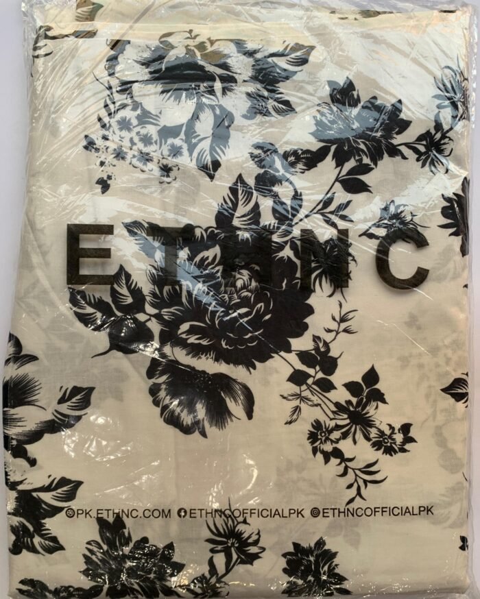ETHNC White Floral Unstitched Printed Lawn Suit - Image 2