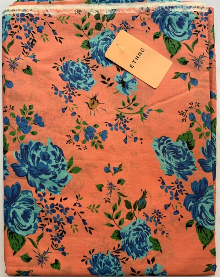 ETHNC Peach Floral Unstitched Printed Lawn Suit - Image 1