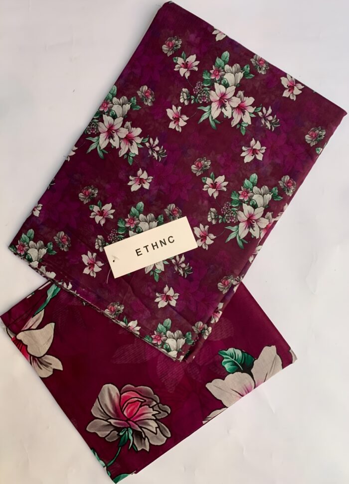 ETHNC Berry Bliss Unstitched Printed Lawn Suit - Image 1