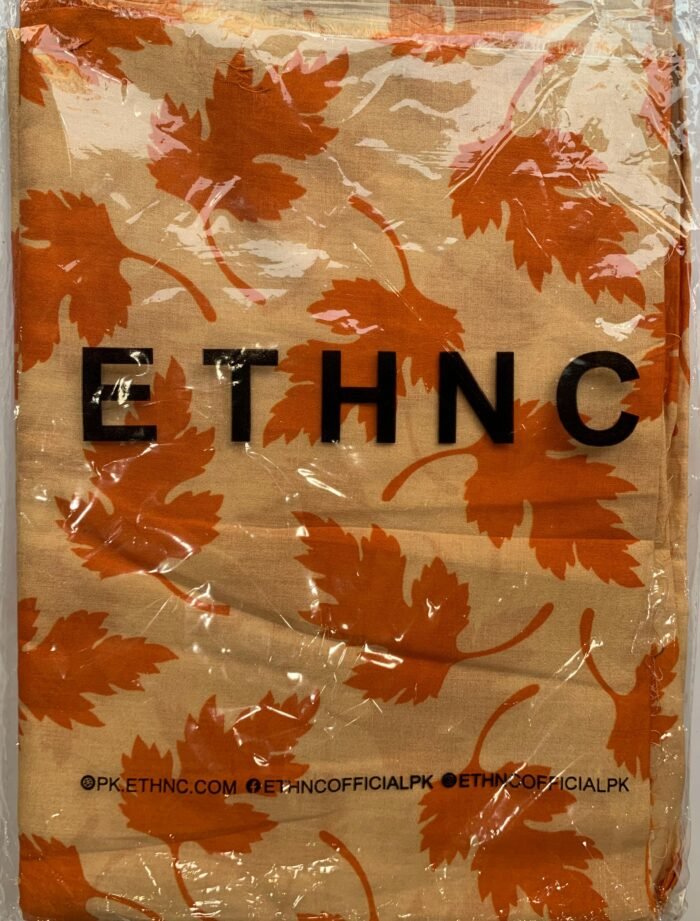 ETHNC Orange Leaves Unstitched Printed Lawn Suit - Image 2