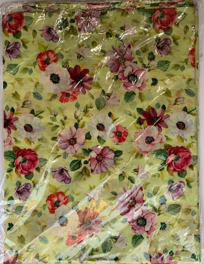 ETHNC Light Green Floral Unstitched Printed Lawn Suit - Image 2