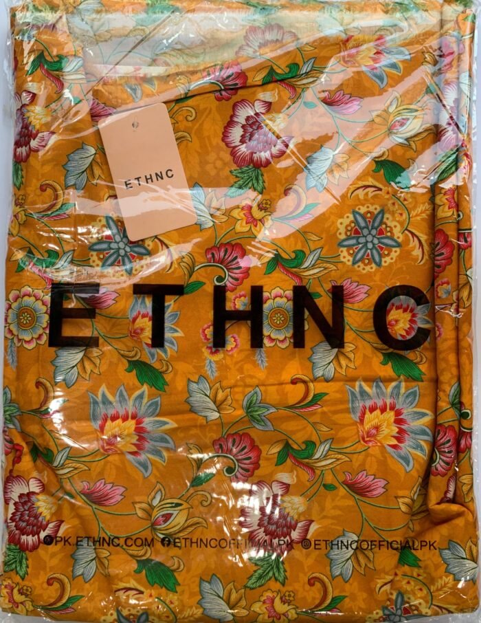 ETHNC Mustard Yellow Floral Unstitched Printed Lawn Suit - Image 2