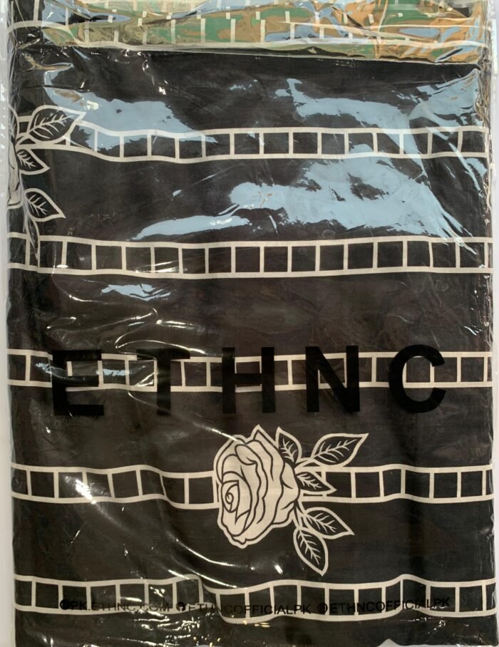 ETHNC Black with White Floral Unstitched Printed Lawn Suit - Image 2