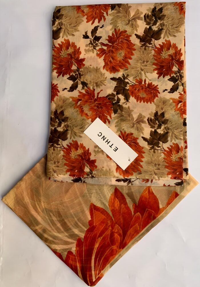 ETHNC Autumn Spice Floral Unstitched Printed Lawn Suit - Image 1