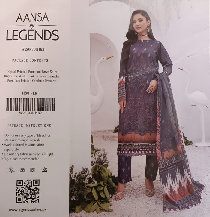Aansa by Legends – Deep Purple & Rust Premium Lawn 3-Piece Suit - Image 1