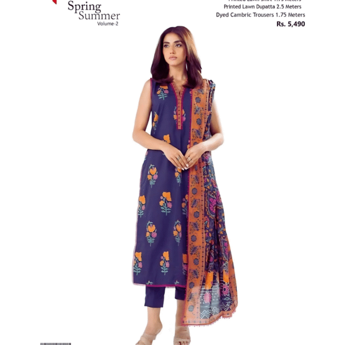 Midnight Blossom 3-Piece Spring/Summer Lawn Suit - Image 2