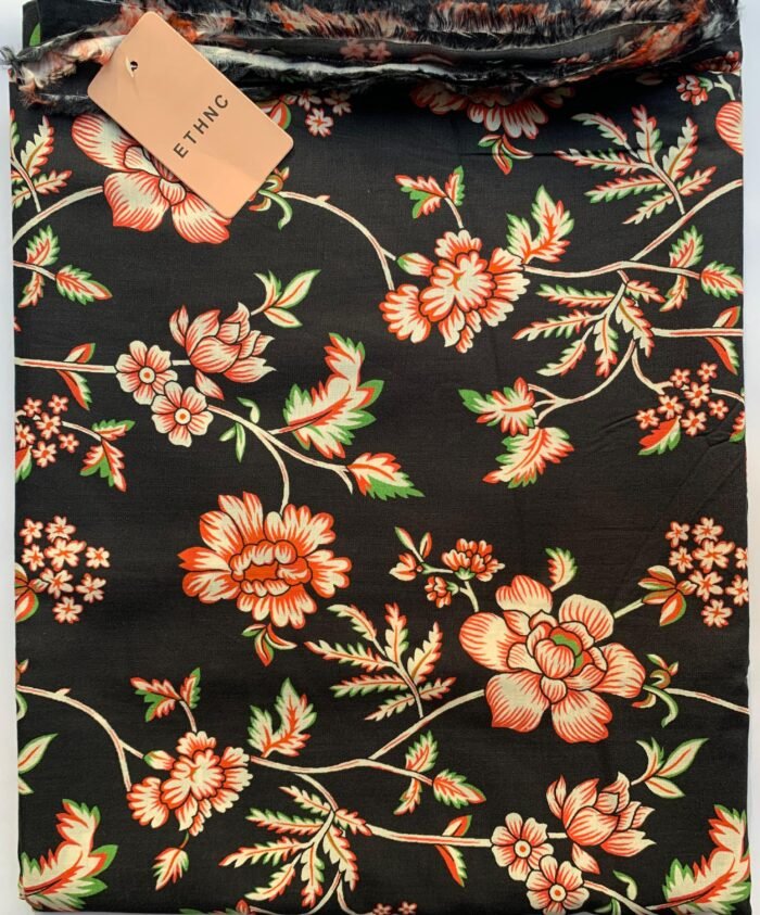 ETHNC Black Floral Unstitched Printed Lawn Suit - Image 1