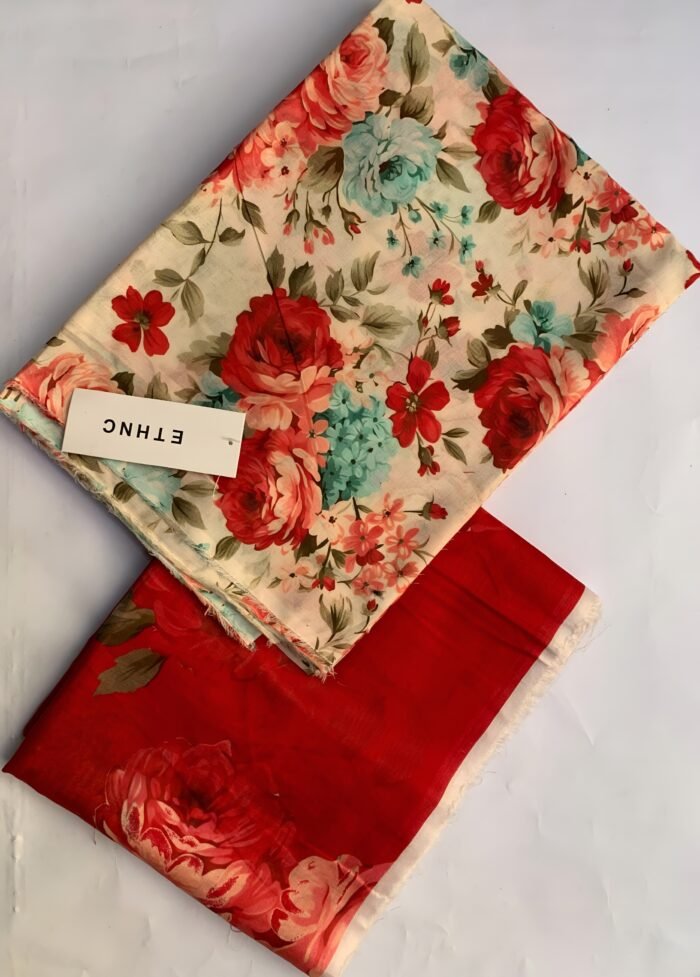 ETHNC Vintage Rose Unstitched Printed Lawn Suit - Image 1