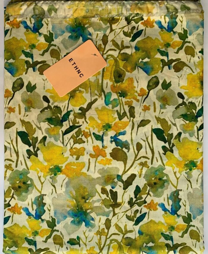 ETHNC Green Floral Unstitched Printed Lawn Suit - Image 1