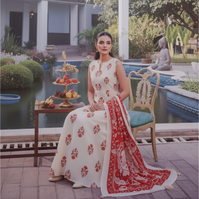 Elegant Ivory Blossom 3-Piece Lawn Suit - Image 3