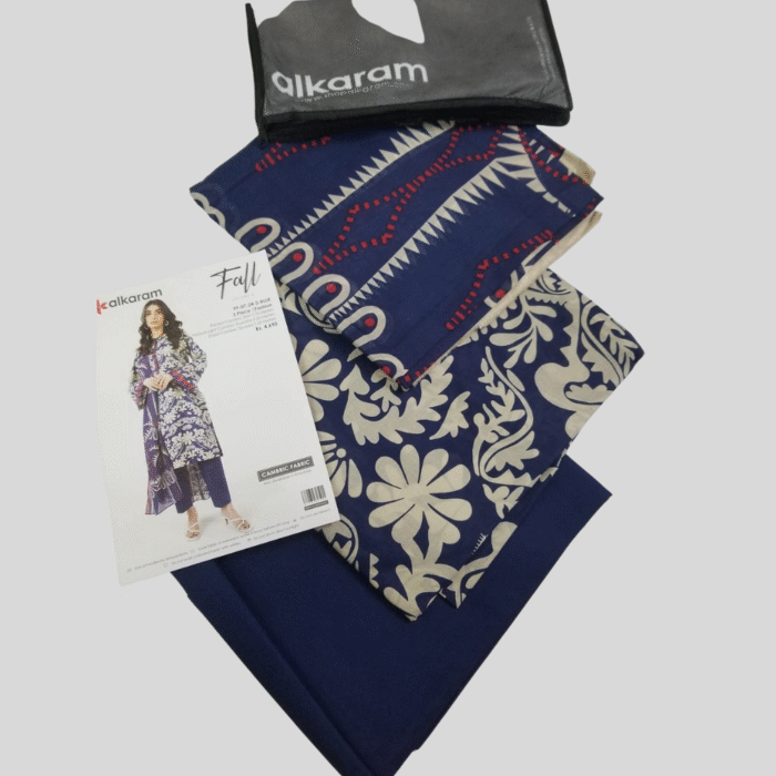 Alkaram Blue Botanical Charm 3-Piece Lawn Suit - Image 3