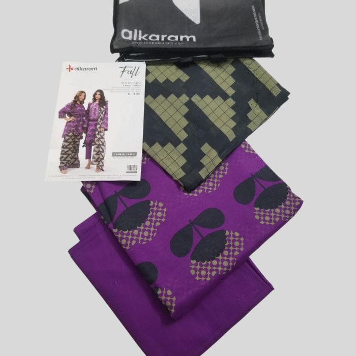 Alkaram Regal Purple Mosaic 3-Piece Lawn Suit - Image 2