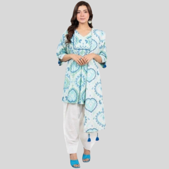 Alkaram Serene Sky Light Blue 3-Piece Lawn Suit - Image 1