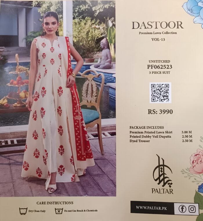 Elegant Ivory Blossom 3-Piece Lawn Suit - Image 4