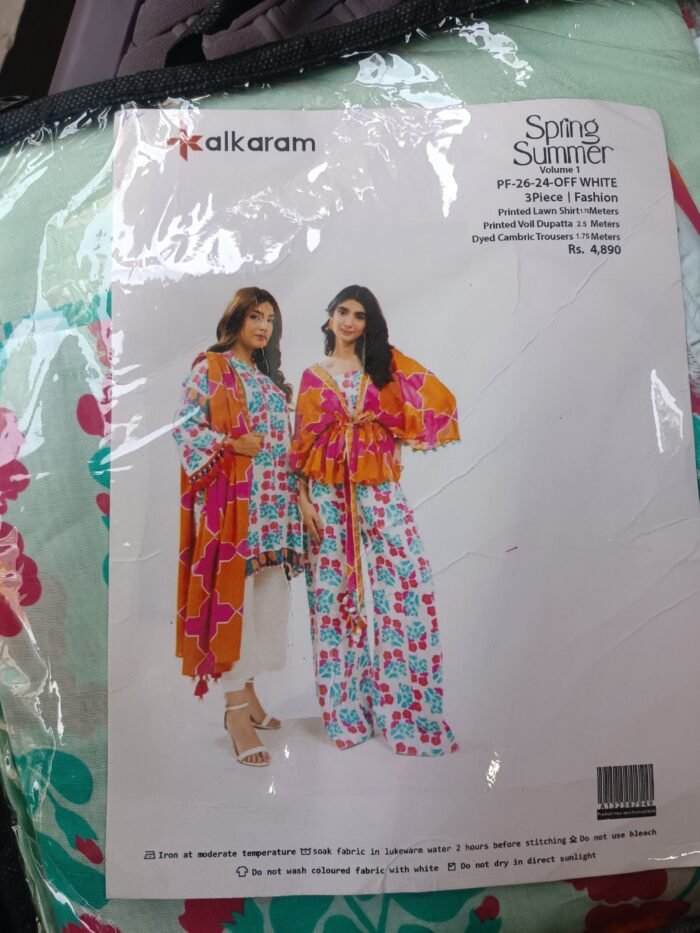 Alkaram Spring Summer Off White 3-Piece Lawn Suit - Image 2