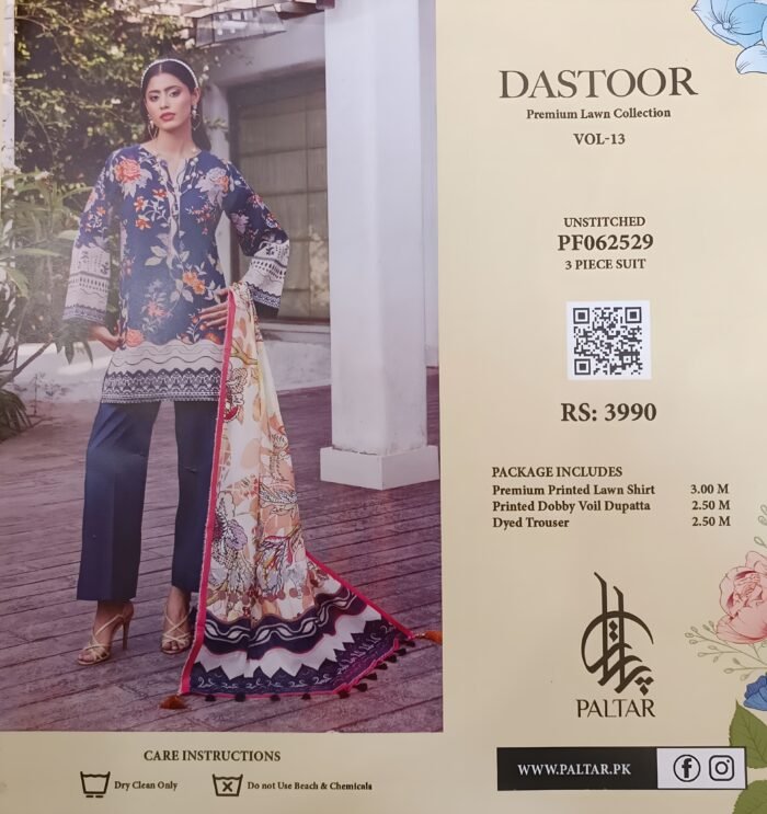 Midnight Garden by Dastoor – 3-Piece Premium Lawn Suit - Image 1