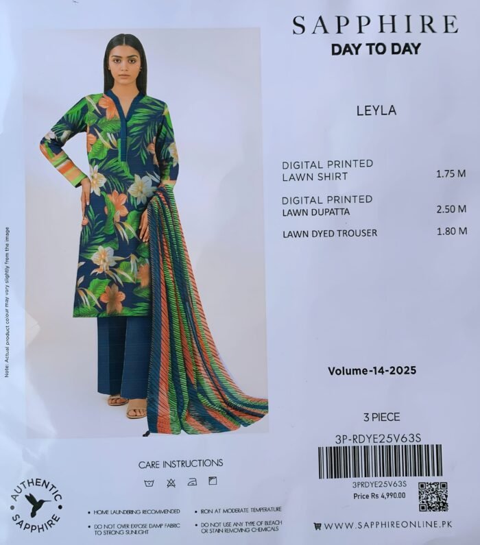 Sapphire - Leyla Navy & Tropical Floral Digital Printed 3-Piece Lawn Suit - Image 1