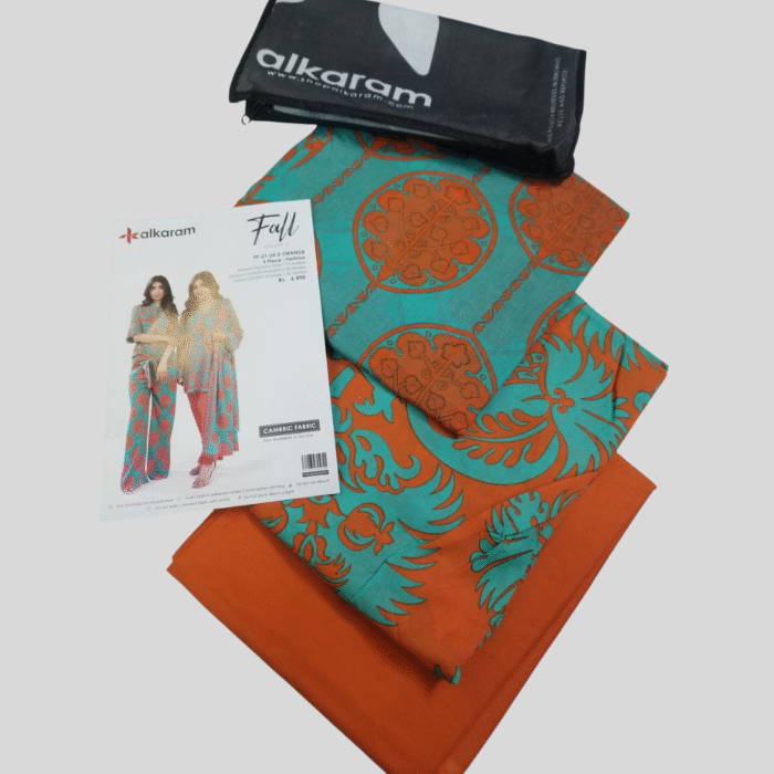 Alkaram Tangerine Bloom 3-Piece Lawn Suit - Image 2