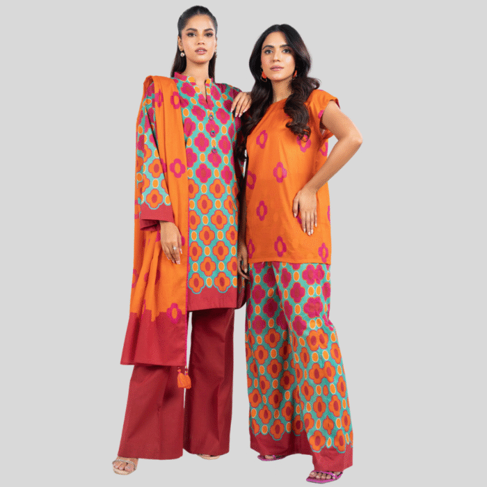 Alkaram Teal Flame 3-Piece Spring/Summer Lawn Suit - Image 1