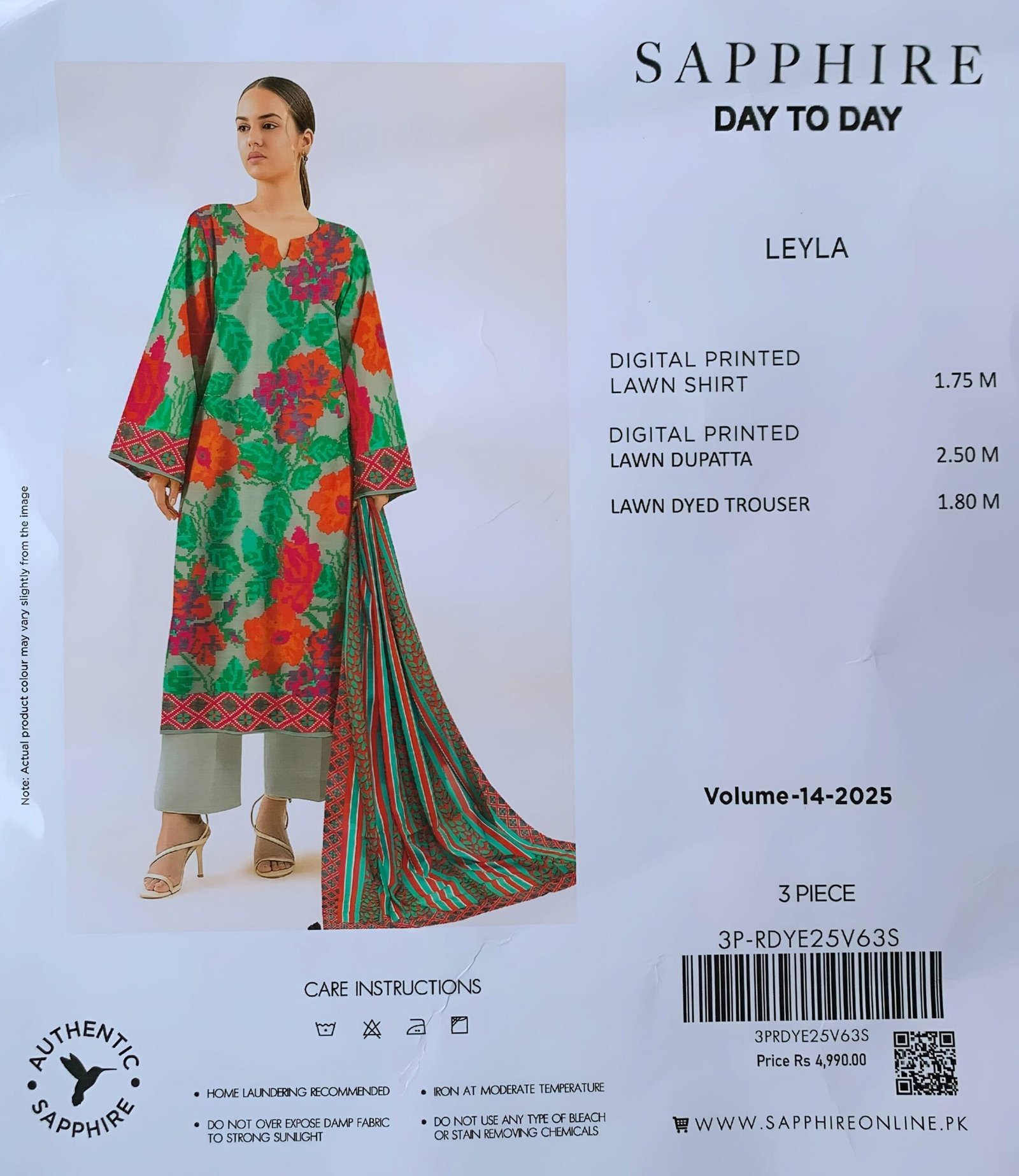 suit 1 Sapphire - Leyla Digital Printed 3-Piece Lawn Suit - Image 1